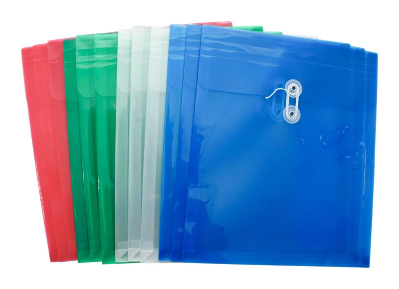School Smart Expanding Poly String Envelopes, Letter Size, Top Load, Assorted Colors, Pack of 12 - Image 2